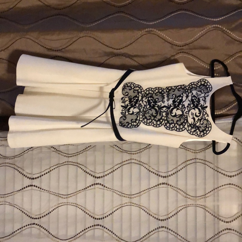 White Black Embroidery Dress